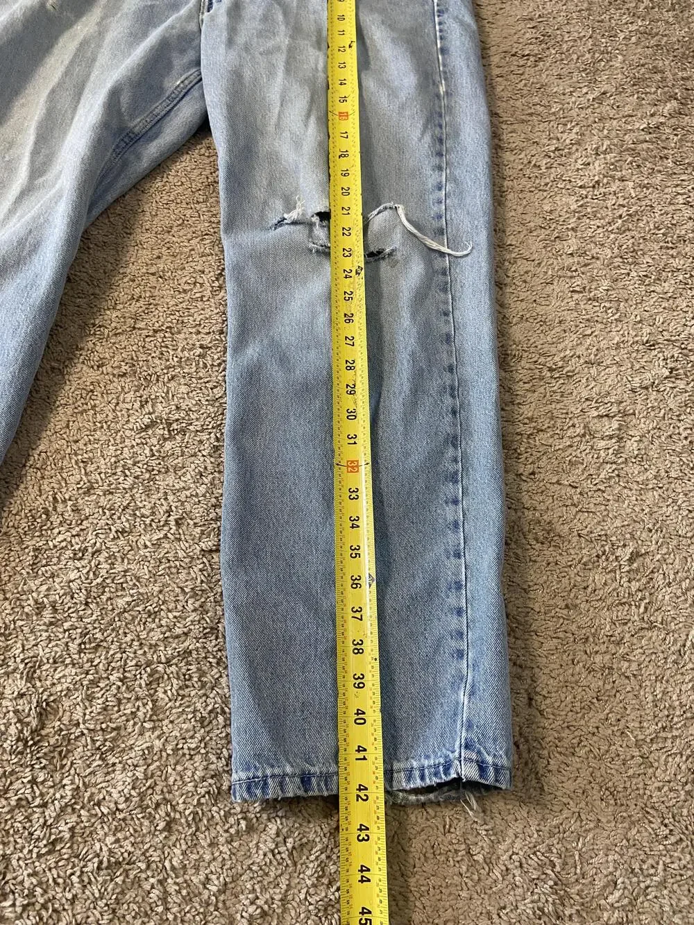 Levis SilverTab Loose Jeans Mens Blue Wash Relaxed Straight Distressed 36x32